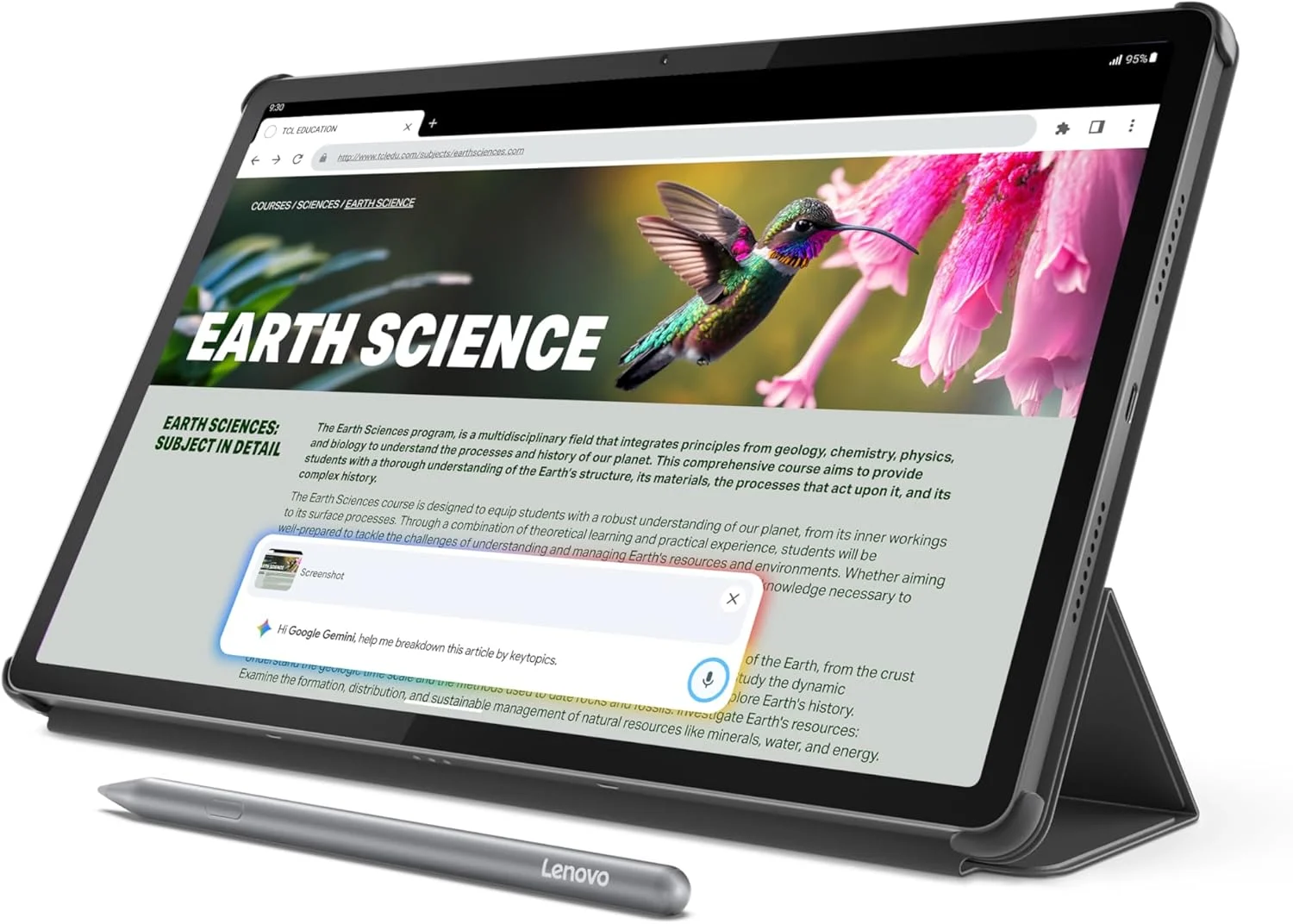 تبلت دانشجویی Lenovo Idea Tab Pro - Google Gemini - صفحه نمایش 12.7 اینچی 3K LCD - حافظه 8 گیگابایتی - حافظه 128 گیگابایتی - MediaTek Dimensity 8300 - شامل قلم و کیف تاشو