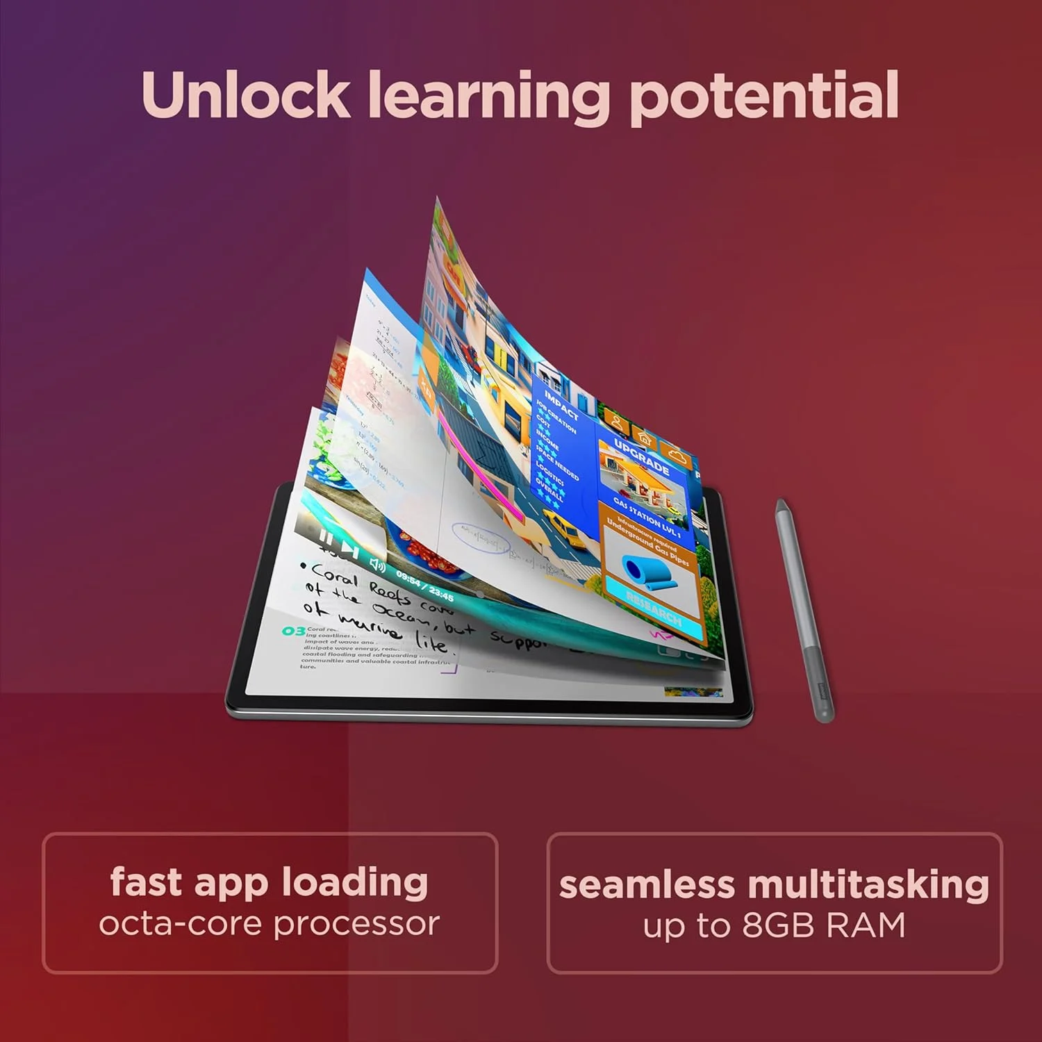 تبلت لنوو Tab M11 4G LTE به همراه کاور Folio و قلم، نمایشگر لمسی 11 اینچی WUXGA (1920x1200) IPS 400nits ضد اثر انگشت 90 هرتز، پردازنده هشت هسته ای، 4 گیگابایت رم، 128 گیگابایت حافظه داخلی، اندروید 13 - [ZADB0031AE]