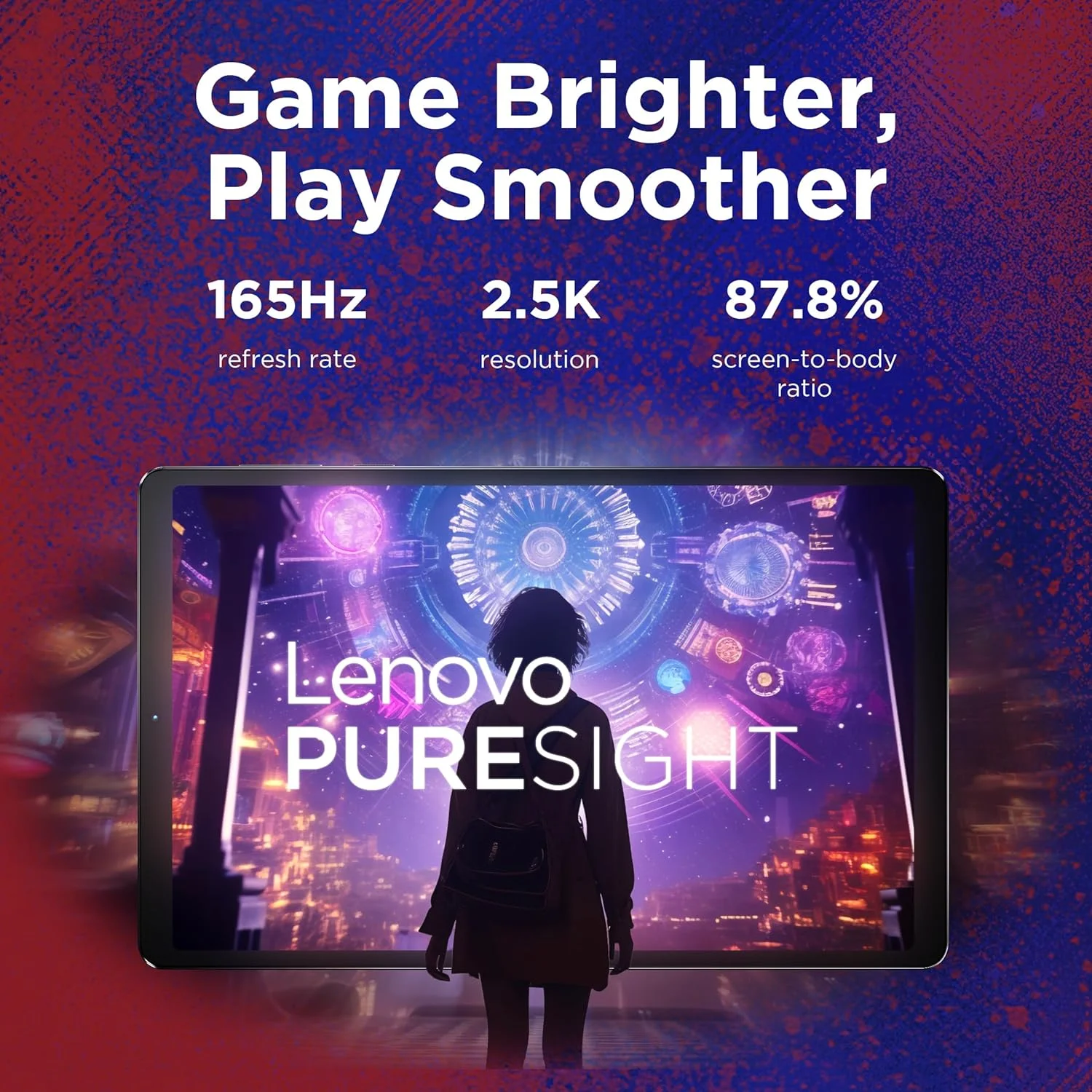 تبلت لنوو Legion با صفحه نمایش 8.8 اینچی 2.5K تا 900 نیت 165 هرتز + کاور فولیو و محافظ صفحه شیشه ای با پردازنده Snapdragon(r) 8 Gen 3، رم 12 گیگابایتی، حافظه 256 گیگابایتی، پردازنده گرافیکی Adreno، دو پورت USB-C، اندروید 14، مشکی اکلیپس [ZAEF0016AE]