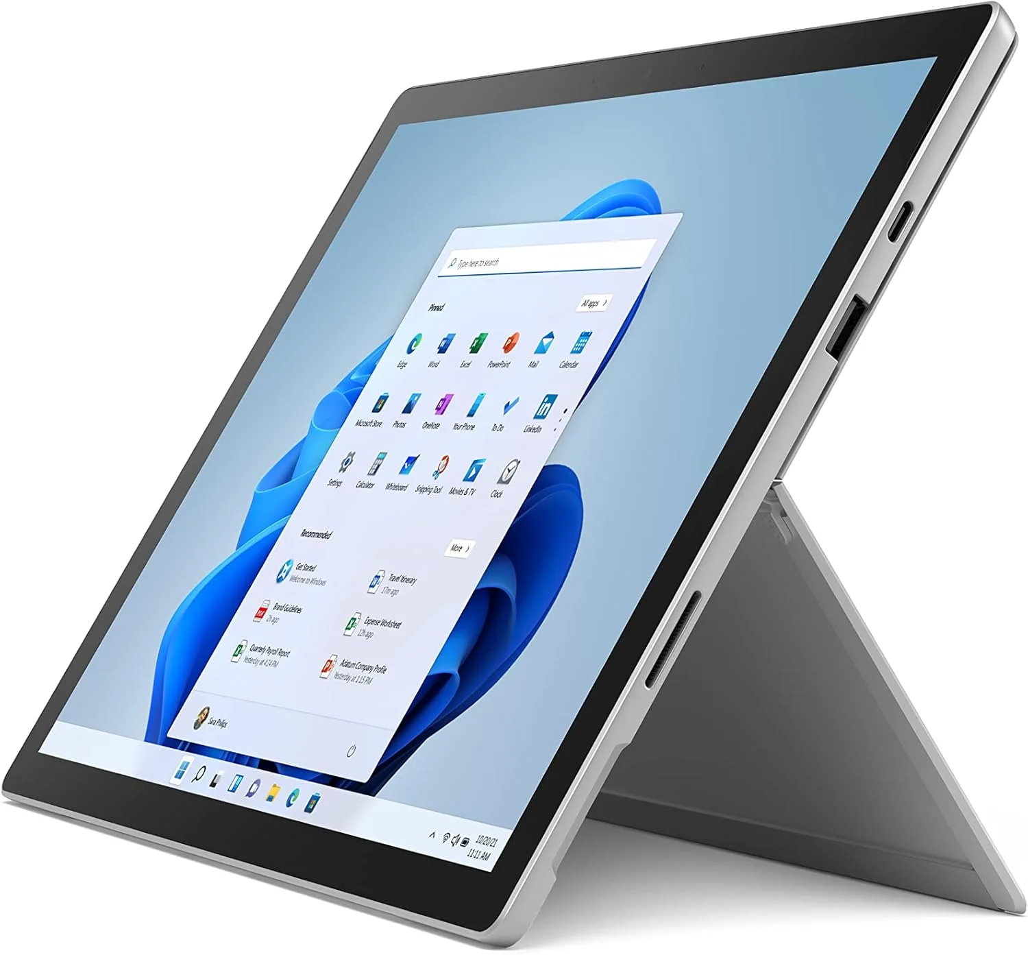 تبلت مایکروسافت Surface Pro 7+ مدل 2021 نقره ای - صفحه نمایش 12.3 اینچی 2 در 1 - پردازنده Intel Core i3، رم 8 گیگابایتی، حافظه SSD 128 گیگابایتی - ویندوز 11 هوم - فقط دستگاه