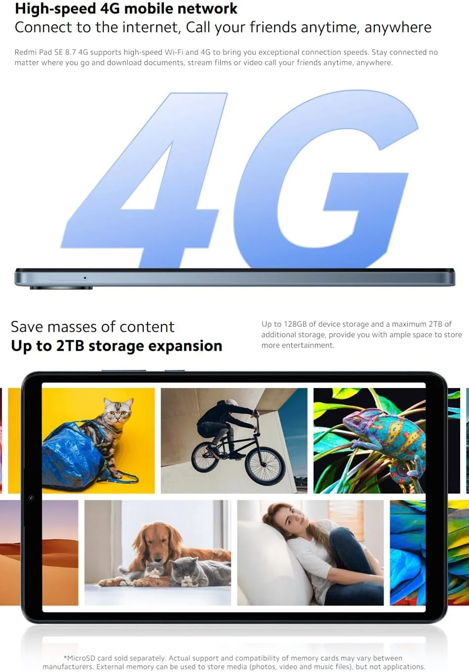 تبلت شیائومی Redmi Pad SE با صفحه نمایش 8.7 اینچی، باتری 6650 میلی آمپر، پردازنده MediaTek Helio G85، رم 6 گیگابایتی، حافظه داخلی 128 گیگابایتی، مشکی نسخه اروپا تبلت شیائومی Redmi Pad SE با صفحه نمایش 8.7 اینچی، باتری 6650 میلی آمپر، پردازنده MediaTek Helio G85، رم 6 گیگابایتی، حافظه داخلی 128 گیگابایتی، مشکی نسخه اروپا