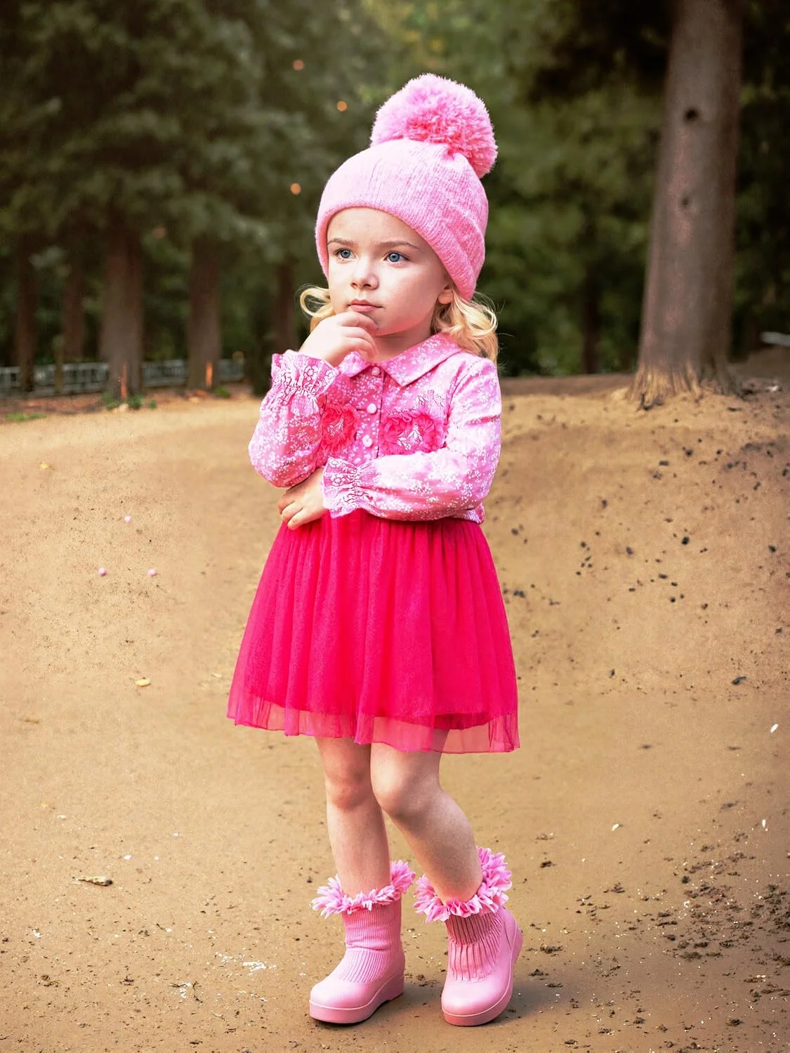 ست لباس دخترانه YEASGQS شامل پیراهن و کت 2 تکه، پیراهن توری قلب سه بعدی، لباس گلدوزی شده آستین بلند یقه دار، لباس نوزاد دختر