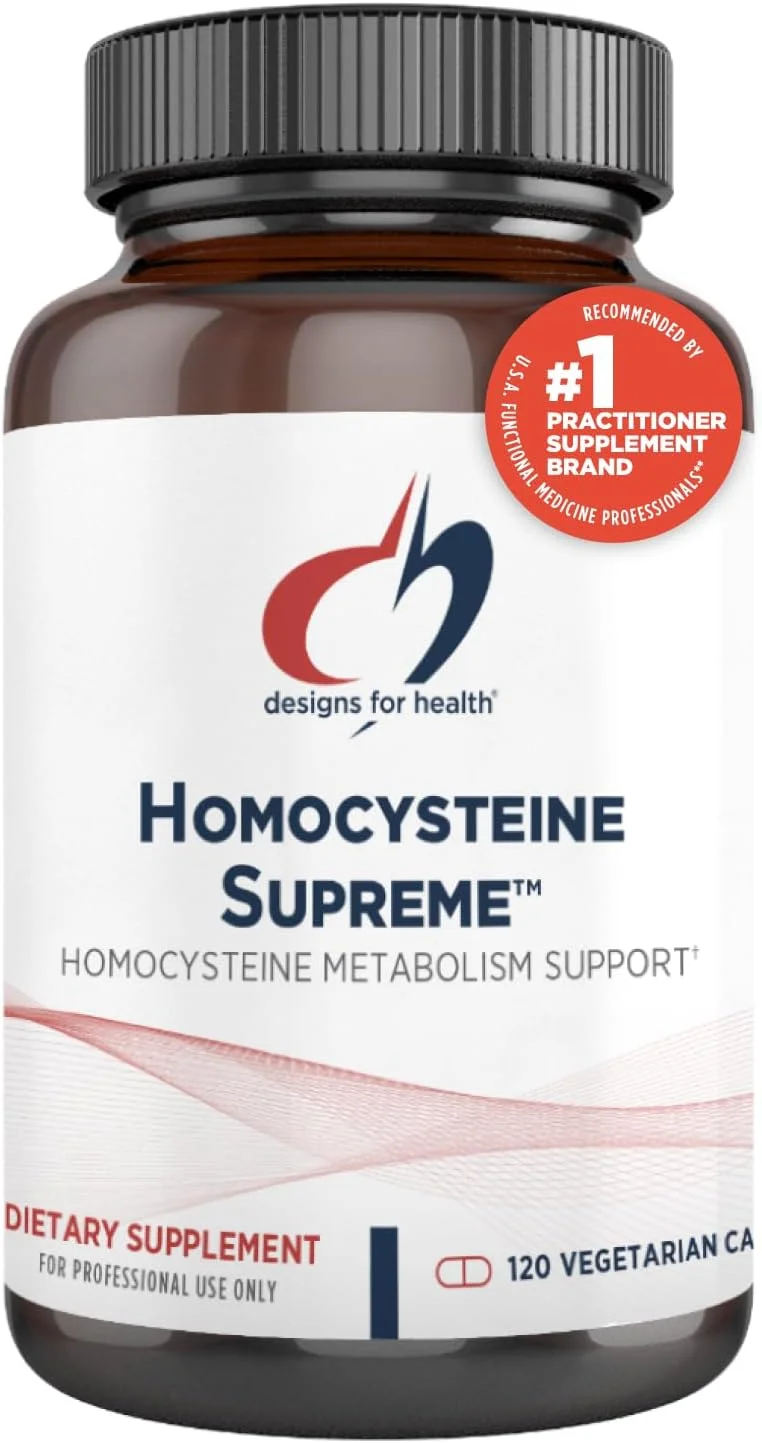 Designs for Health Homocysteine Supreme - ویتامین‌های B متیله شده با ریبوفلاوین، B6، B12، فولات، ال-سرین و TMG برای حمایت از مغز و سلامت قلب - مولتی ویتامین متیله شده (120 کپسول)
