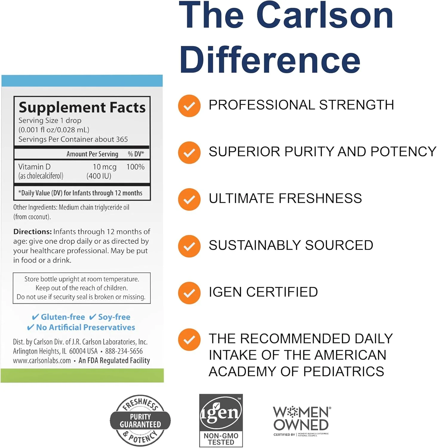 قطره ویتامین D3 روزانه کودک کارلسون، 400 واحد بین المللی، 365 قطره مایع قطره ویتامین D3 روزانه کودک کارلسون، 400 واحد بین المللی، 365 قطره مایع