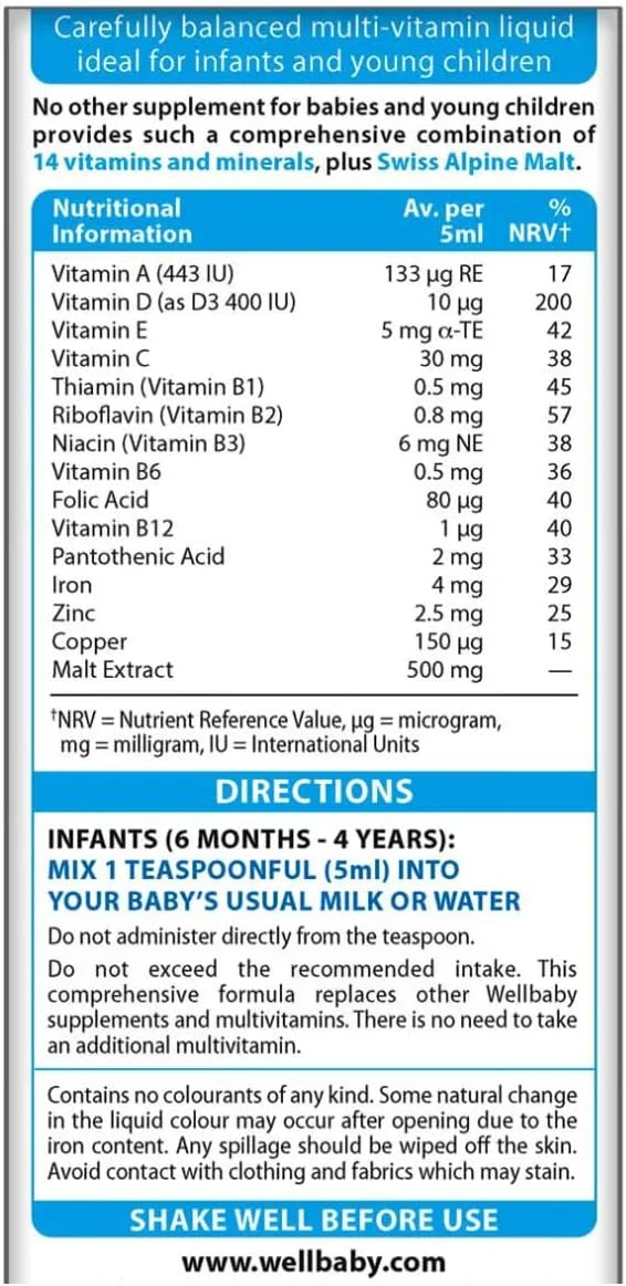 مولتی ویتامین Wellbaby به همراه ویتامین D با کارت تشکر NCaptured، مناسب برای نوزادان و کودکان 6 ماهه تا 4 ساله مولتی ویتامین Wellbaby به همراه ویتامین D با کارت تشکر NCaptured، مناسب برای نوزادان و کودکان 6 ماهه تا 4 ساله