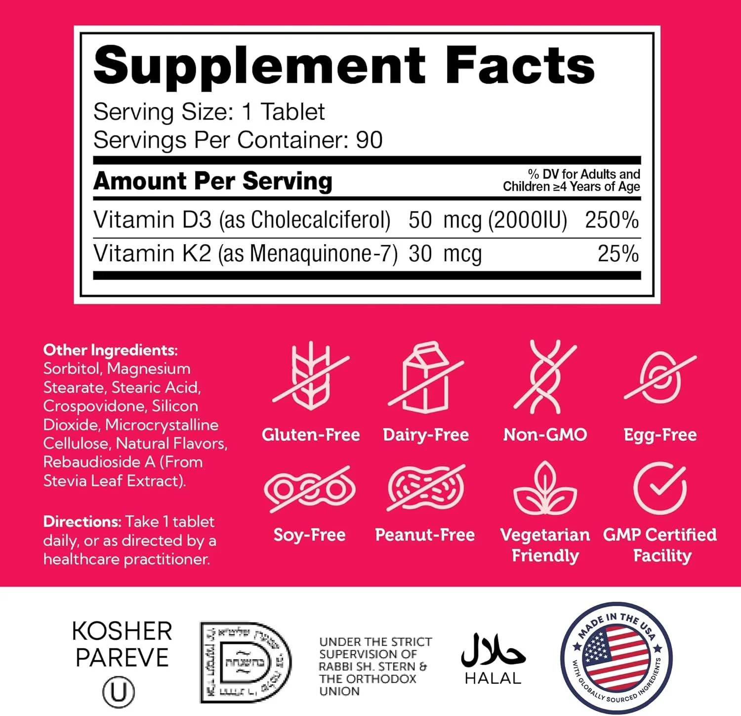 زاهلر - قرص های جویدنی ویتامین D3 + K2 جونیور برای کودکان | ویتامین D برای کودکان 2000 واحد بین المللی | جویدنی های خوشمزه ویتامین D K2 برای حمایت از استخوان ها و دندان های سالم - کوشر، قند کمتر از پاستیل (90 عدد) زاهلر - قرص های جویدنی ویتامین D3 + K2 جونیور برای کودکان | ویتامین D برای کودکان 2000 واحد بین المللی | جویدنی های خوشمزه ویتامین D K2 برای حمایت از استخوان ها و دندان های سالم - کوشر، قند کمتر از پاستیل (90 عدد)