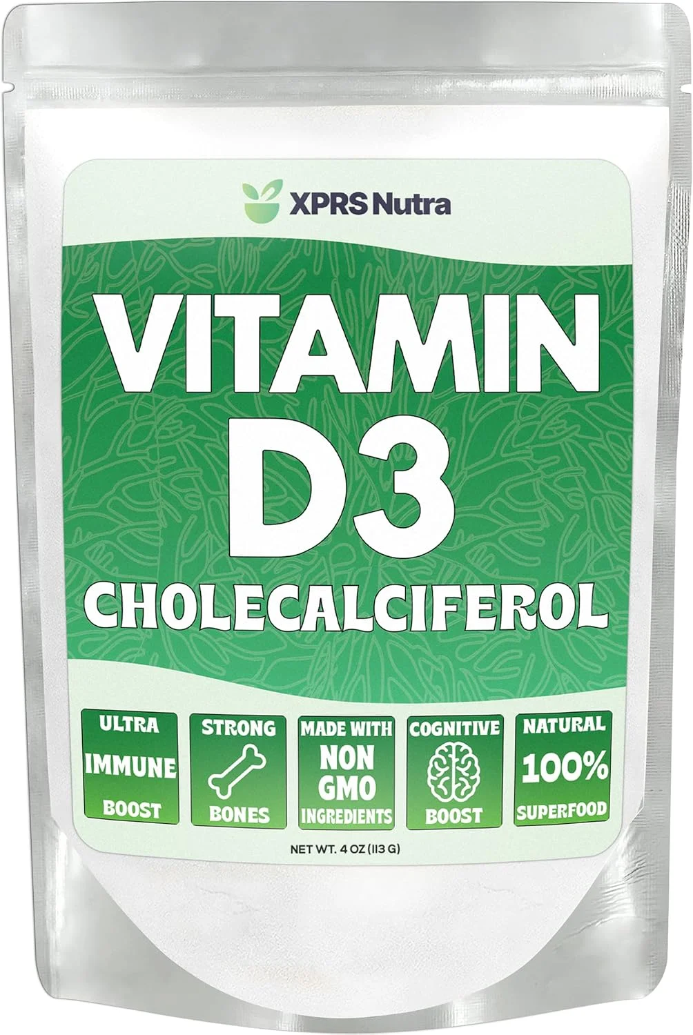 پودر ویتامین D3 XPRS Nutra (کلکلسیفرول) - ویتامین D بدون طعم برای استخوان ها و ایمنی - ویتامین برای عملکرد عضلات - مکمل های پودر ویتامین D (4 اونس)