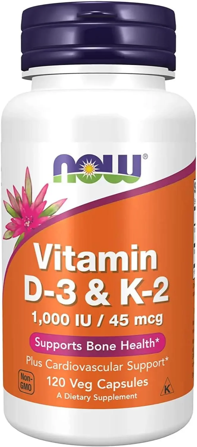 NOW ویتامین D-3 و K-2، 120 کپسول گیاهی