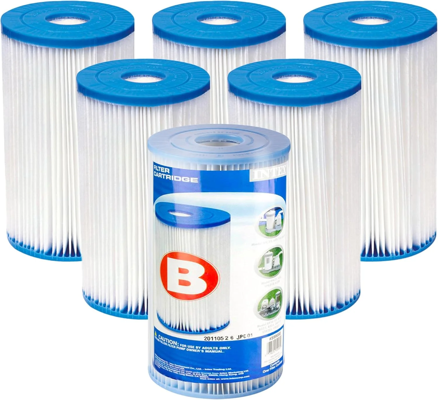 فیلتر پمپ کارتریجی اینتکس مدل 29005E نوع B با قابلیت تمیز کردن آسان و جنس داکرون (بسته 6 عددی)