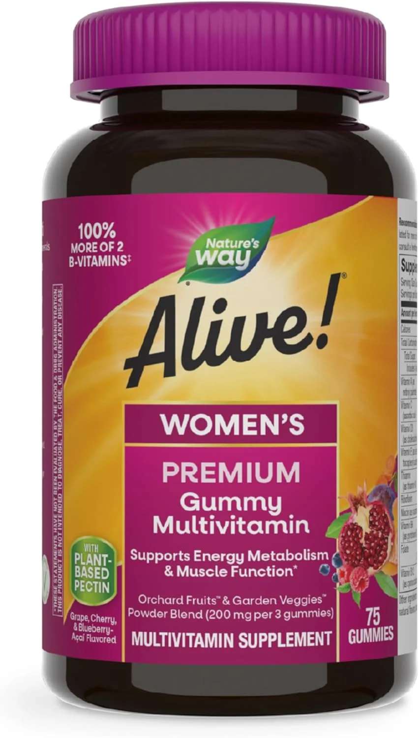 مولتی ویتامین پریمیوم گامی زنانه Nature's Way Alive!®، مخلوط میوه و سبزیجات (150 میلی گرم در هر وعده)... مولتی ویتامین پریمیوم گامی زنانه Nature's Way Alive!®، مخلوط میوه و سبزیجات (150 میلی گرم در هر وعده)...