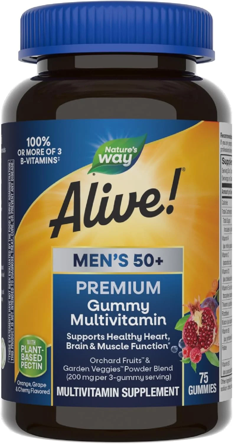 مولتی ویتامین گامی ممتاز مردانه بالای 50 سال Nature's Way Alive!، کمپلکس کامل ویتامین B، 75 عدد مولتی ویتامین گامی ممتاز مردانه بالای 50 سال Nature's Way Alive!، کمپلکس کامل ویتامین B، 75 عدد