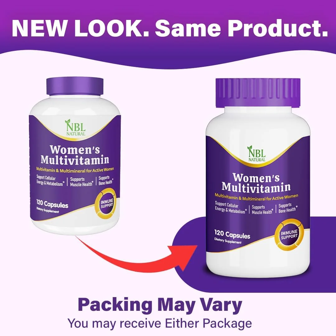 مولتی ویتامین طبیعی بانوان NBL، 120 کپسول، پشتیبانی از انرژی، عضلات، سلامت استخوان، تقویت سیستم ایمنی