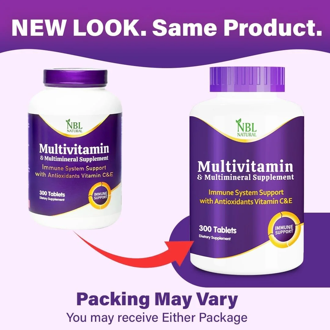 مولتی ویتامین بزرگسالان NBL NATURAL برای زنان و مردان، پشتیبانی تغذیه روزانه، 300 قرص