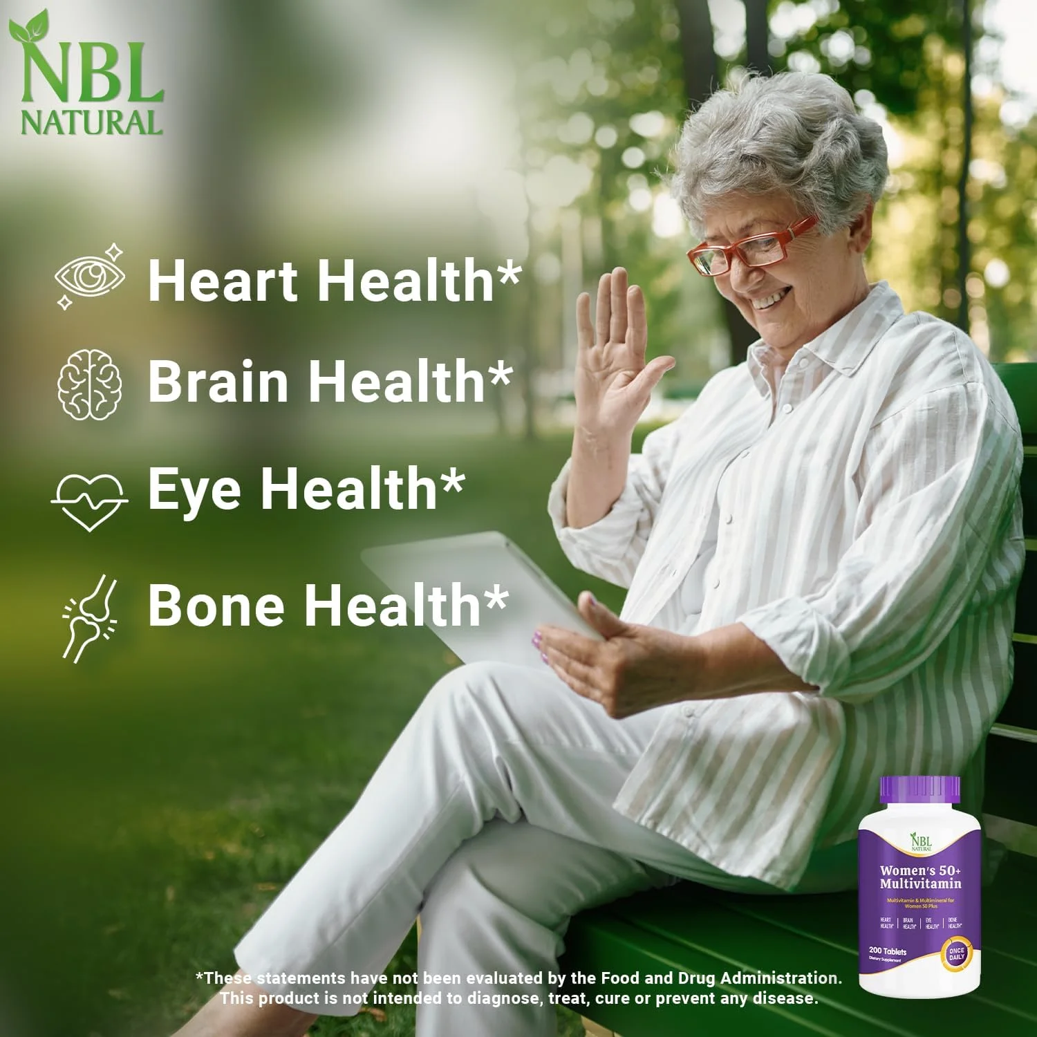 مولتی ویتامین طبیعی بانوان NBL برای زنان بالای 50 سال، مکمل مولتی ویتامین و مواد معدنی با ویتامین D3، ویتامین های B، پشتیبانی از حافظه و شناخت در بزرگسالان مسن - یک بار در روز، 200 قرص مولتی ویتامین طبیعی بانوان NBL برای زنان بالای 50 سال، مکمل مولتی ویتامین و مواد معدنی با ویتامین D3، ویتامین های B، پشتیبانی از حافظه و شناخت در بزرگسالان مسن - یک بار در روز، 200 قرص