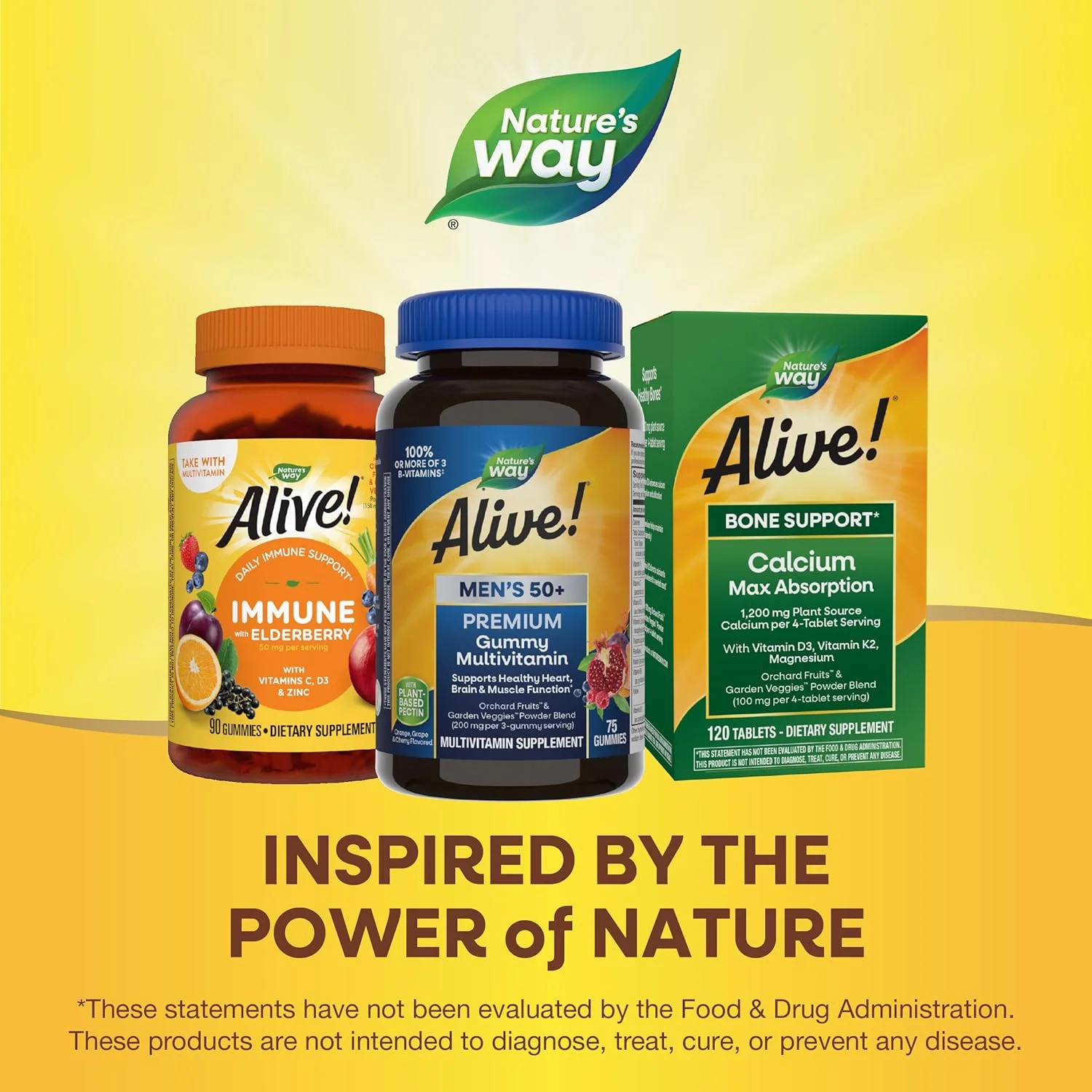 مولتی ویتامین گامی ممتاز مردانه بالای 50 سال Nature's Way Alive!، کمپلکس کامل ویتامین B، 75 عدد مولتی ویتامین گامی ممتاز مردانه بالای 50 سال Nature's Way Alive!، کمپلکس کامل ویتامین B، 75 عدد