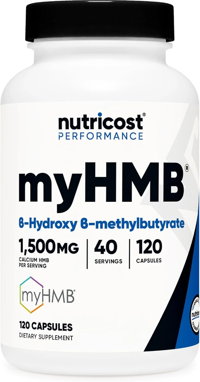 کپسول های myHMB نوتری کاست 1500 میلی گرم کلسیم HMB در هر وعده، 120 کپسول، 40 وعده - خط تولید عملکرد، کلسیم بتا-هیدروکسی بتا-متیل بوتیرات مونوهیدرات