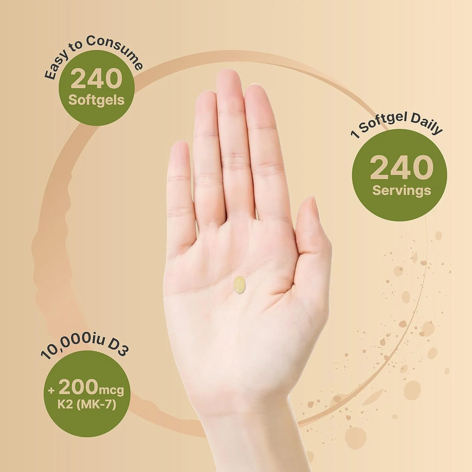 NatureBell ویتامین D3 K2 (10000 واحد بین المللی ویتامین D + 200 میکروگرم ویتامین K MK-7) 240 سافت ژل با روغن نارگیل برای جذب کامل | پشتیبانی از استخوان، قلب، ایمنی و کلسیم | یک عدد در روز، غیر GMO NatureBell ویتامین D3 K2 (10000 واحد بین المللی ویتامین D + 200 میکروگرم ویتامین K MK-7) 240 سافت ژل با روغن نارگیل برای جذب کامل | پشتیبانی از استخوان، قلب، ایمنی و کلسیم | یک عدد در روز، غیر GMO