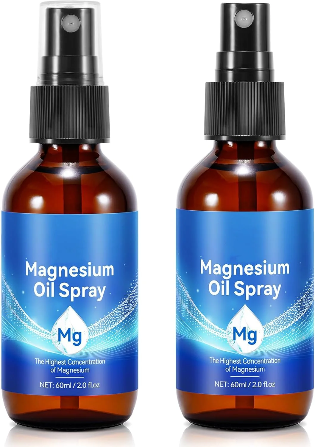 اسپری منیزیم خالص TERRIFI، اسپری روغن منیزیم ارگانیک غیر GMO برای پا، بدن و پوست، 100% طبیعی و آسان برای جذب، بطری شیشه ای برای استفاده موضعی (2 بسته)