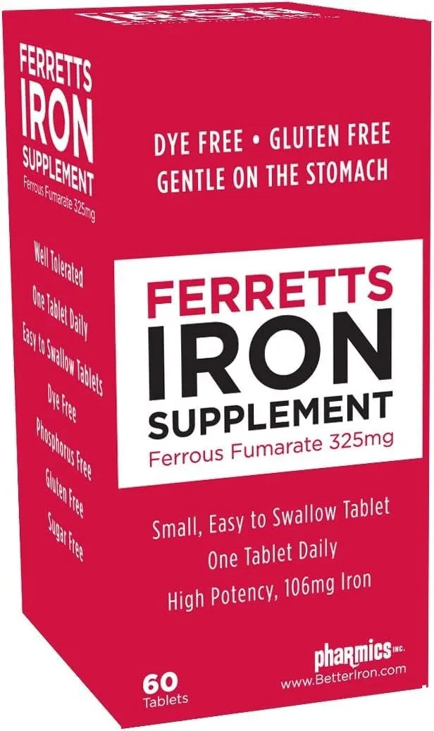 قرص های مکمل آهن Ferretts (325 میلی گرم فومارات آهن) (بسته 3 عددی)
