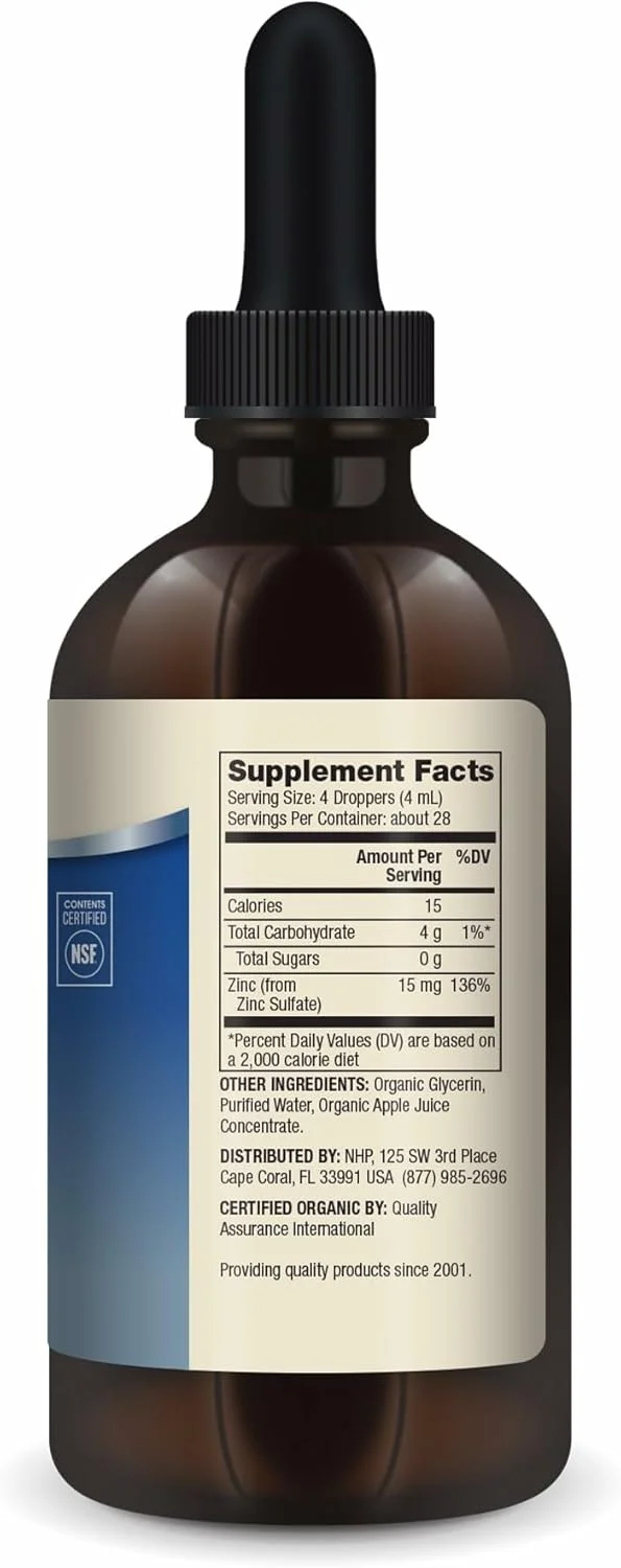 قطره زینک ارگانیک دکتر مرcola، 15 میلی گرم در هر وعده، 115 میلی لیتر (3.88 fl oz)، حدود 28 وعده، مکمل غذایی، پشتیبانی از سلامت ایمنی و اندام ها، غیر GMO، USDA ارگانیک، دارای گواهینامه NSF