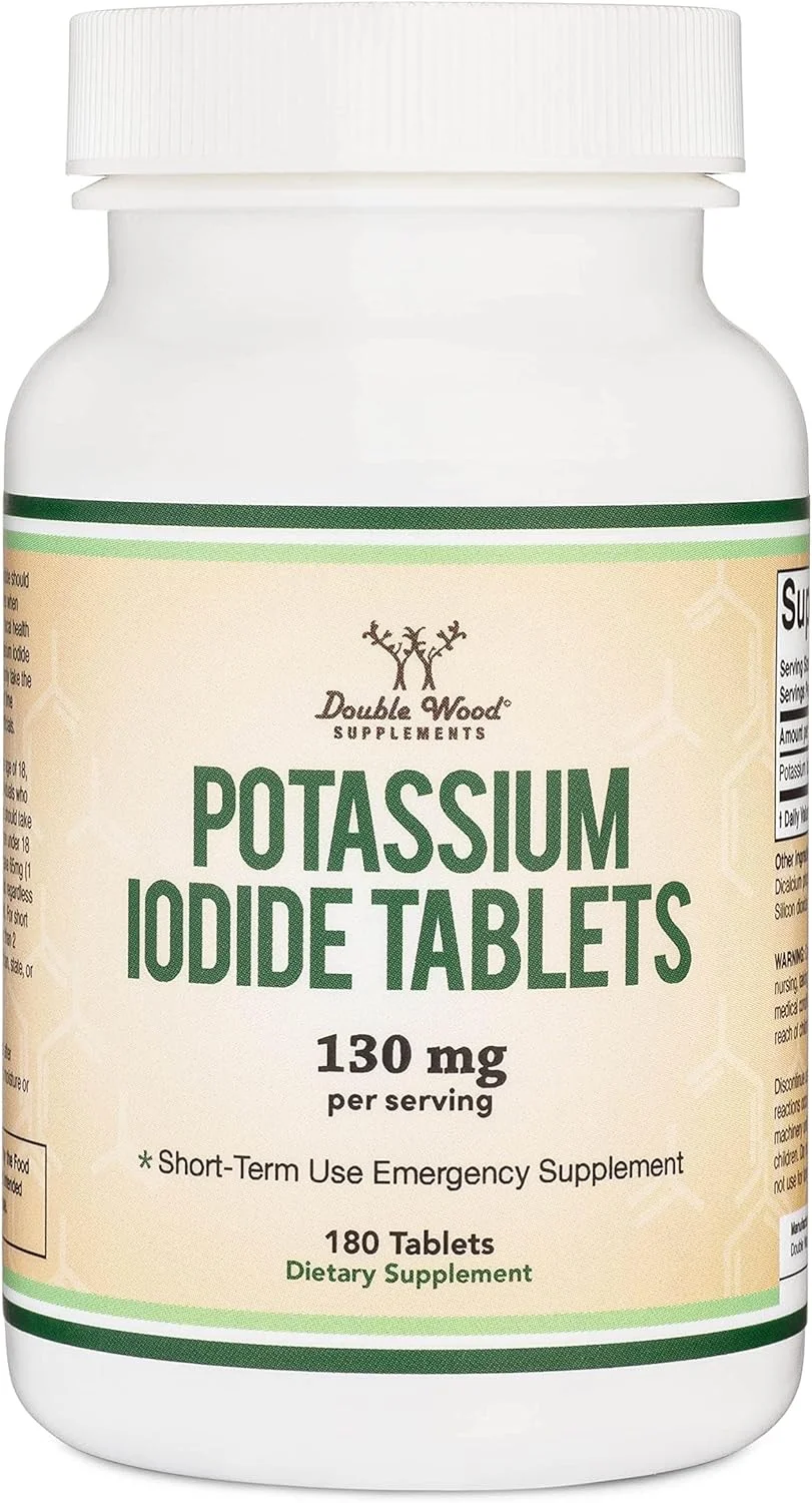 قرص یدید پتاسیم محافظت در برابر تشعشع دابل وود، 130 میلی گرم (Yoduro de Potasio Pastillas)، 180 عدد قرص ضد تشعشع (قرص های KI)، محافظت هسته ای (Tabletas de Radiación) قرص یدید پتاسیم محافظت در برابر تشعشع دابل وود، 130 میلی گرم (Yoduro de Potasio Pastillas)، 180 عدد قرص ضد تشعشع (قرص های KI)، محافظت هسته ای (Tabletas de Radiación)