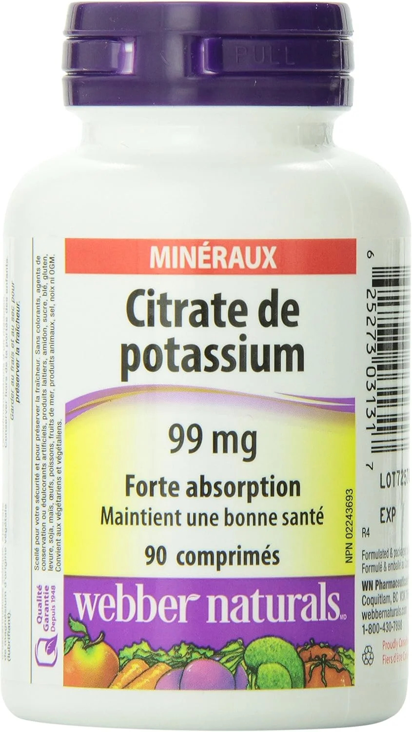 قرص سیترات پتاسیم با جذب بالا Webber Naturals، 99 میلی گرم