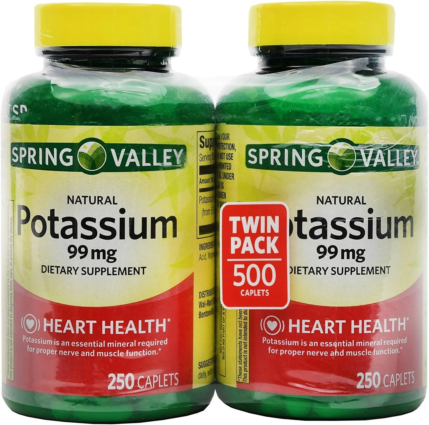 پتاسیم 99 میلی گرم Spring Valley از گلوکونات پتاسیم 595 میلی گرم (250 عدد، 2 بسته)