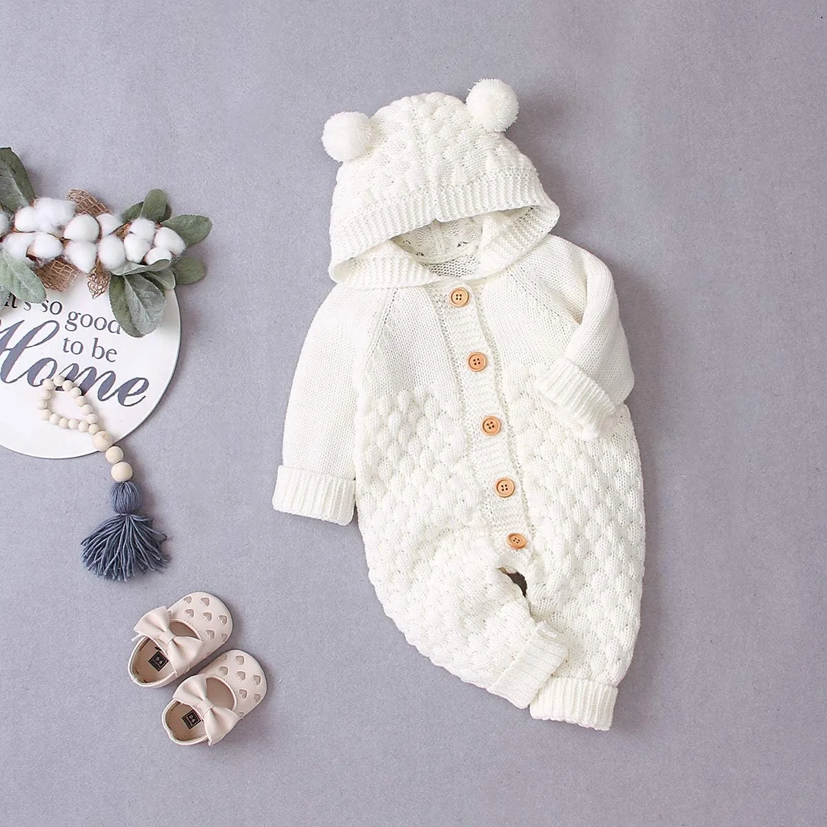 کامیدی لباس سرهمی بافتنی نوزاد پسر دختر، هودی نوزادی، جامپسوت خرسی، سرهمی یک تکه، لباس بیرونی