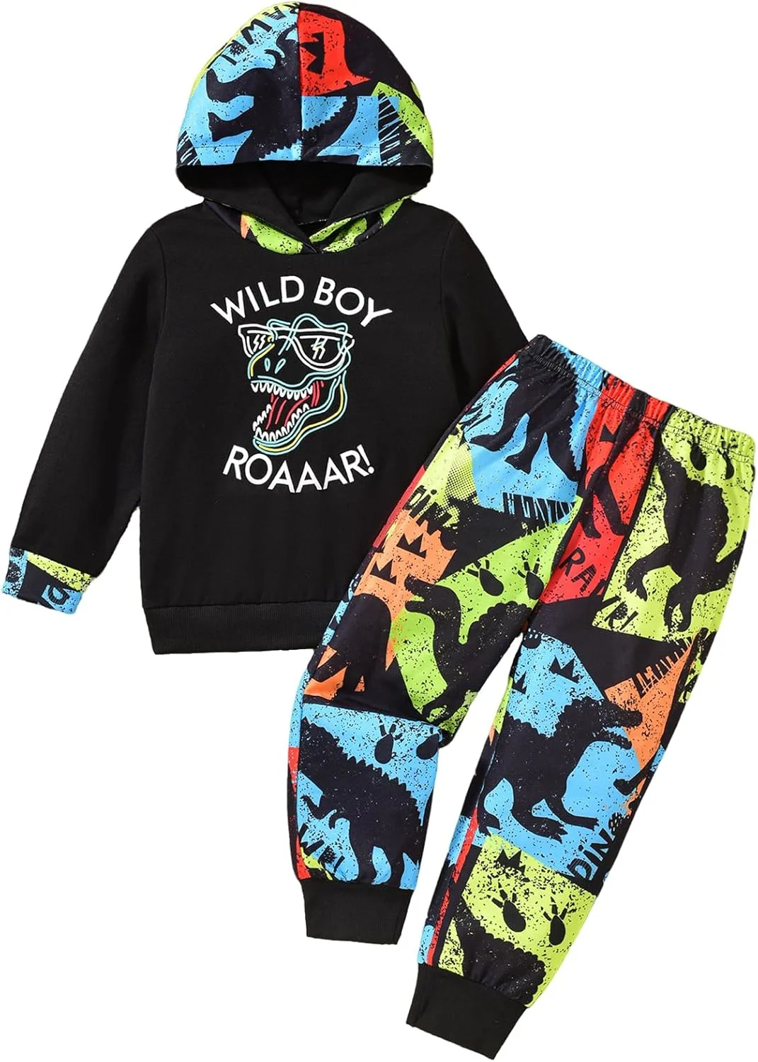 ست لباس پسرانه بچه گانه Adokioths، هودی آستین بلند طرح تایلندی + شلوار جاگر، مناسب فصل پاییز و زمستان