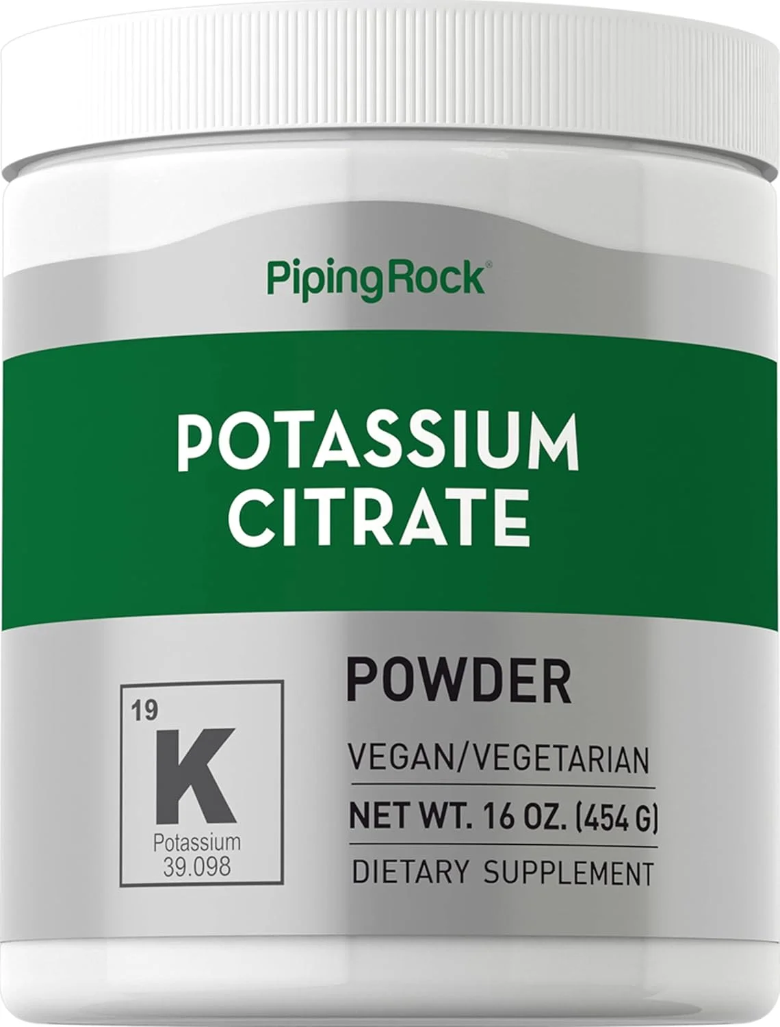 پودر سیترات پتاسیم Piping Rock | 453 گرم | مکمل وگان، گیاهخواری، غیر GMO، بدون گلوتن