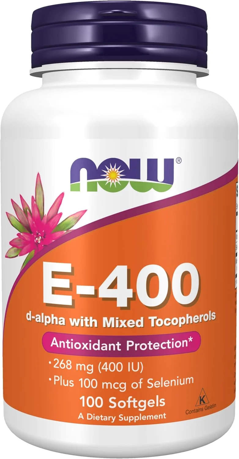 Now Foods ویتامین E-400iu با توکوفرول های مخلوط به همراه 100 میکروگرم سلنیوم 100 سافت ژل