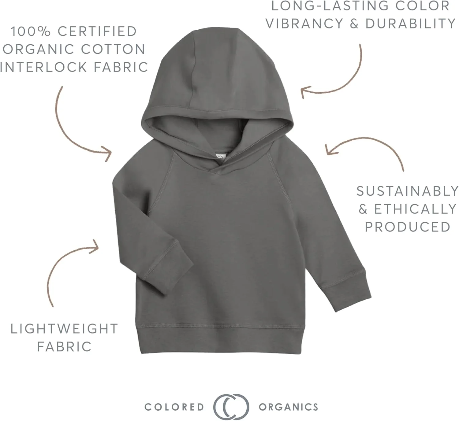 هودی آستین بلند نوزاد و کودک ارگانیک Colored Organics - لباس پسرانه و دخترانه
