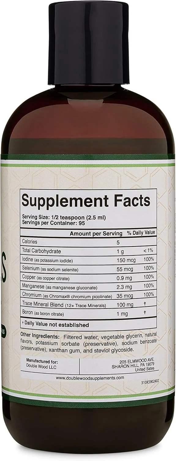 قطره مواد معدنی کمیاب (مواد معدنی کمیاب مایع) حاوی بیش از 17 ماده معدنی کمیاب و 100% ارزش روزانه 5 ماده معدنی کمیاب: ید، سلنیوم، مس، منگنز، کروم (برای افزودن به آب آشامیدنی) از Double Wood قطره مواد معدنی کمیاب (مواد معدنی کمیاب مایع) حاوی بیش از 17 ماده معدنی کمیاب و 100% ارزش روزانه 5 ماده معدنی کمیاب: ید، سلنیوم، مس، منگنز، کروم (برای افزودن به آب آشامیدنی) از Double Wood
