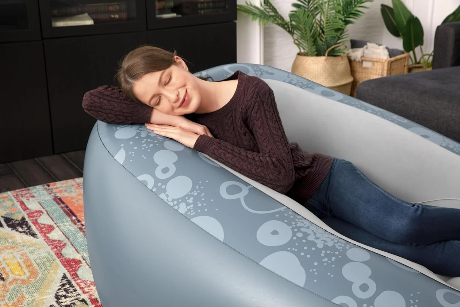 مبل بادی تکیه گاه دار بست وی مدل Comfi Cube Deluxe با ابعاد 1.52 متر در 1.27 متر در 76 سانتی متر مبل بادی تکیه گاه دار بست وی مدل Comfi Cube Deluxe با ابعاد 1.52 متر در 1.27 متر در 76 سانتی متر