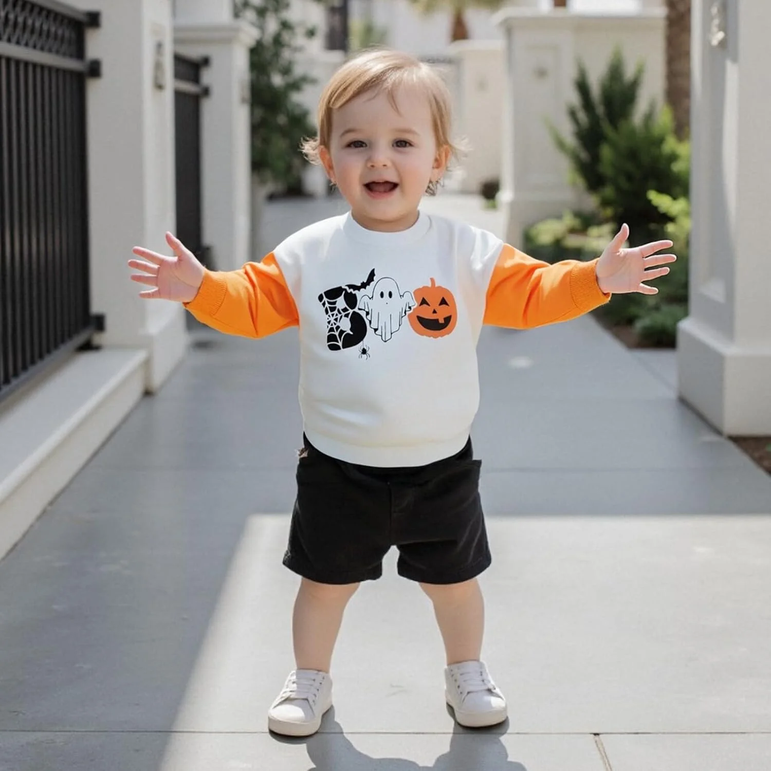 سویشرت هالووین پسرانه Vioyavo با طرح کدو تنبل، آستین بلند، یقه گرد، تاپ های جامپر، پلیور پاییزی و زمستانی