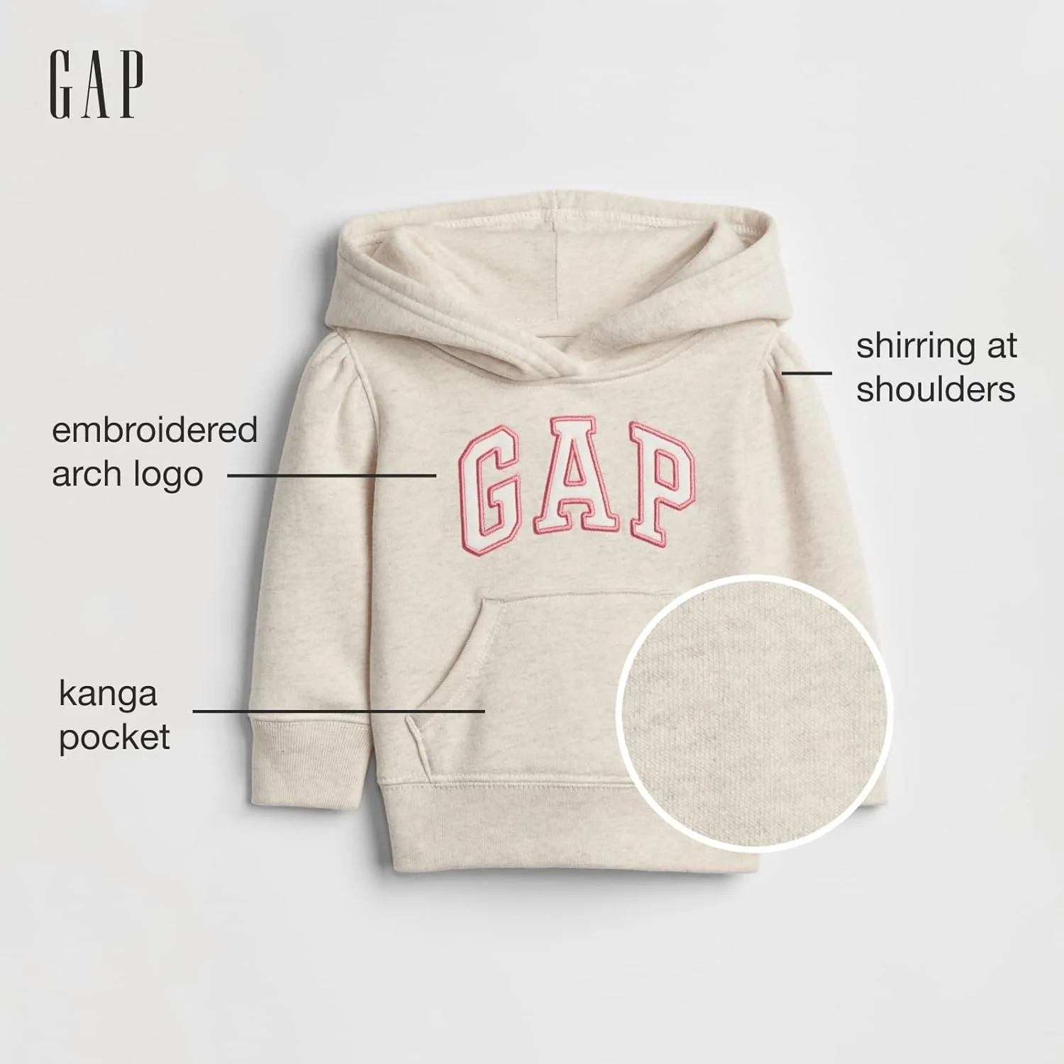 سویشرت کلاه دار GAP دخترانه مدل V-tg Ptf Fh Logo Po