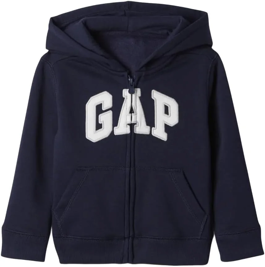هودی زیپ‌دار پسرانه GAP Baby Boys Playtime Favorites با لوگو و کلاه، رنگ سرمه‌ای طرح‌دار، سایز 5 سال