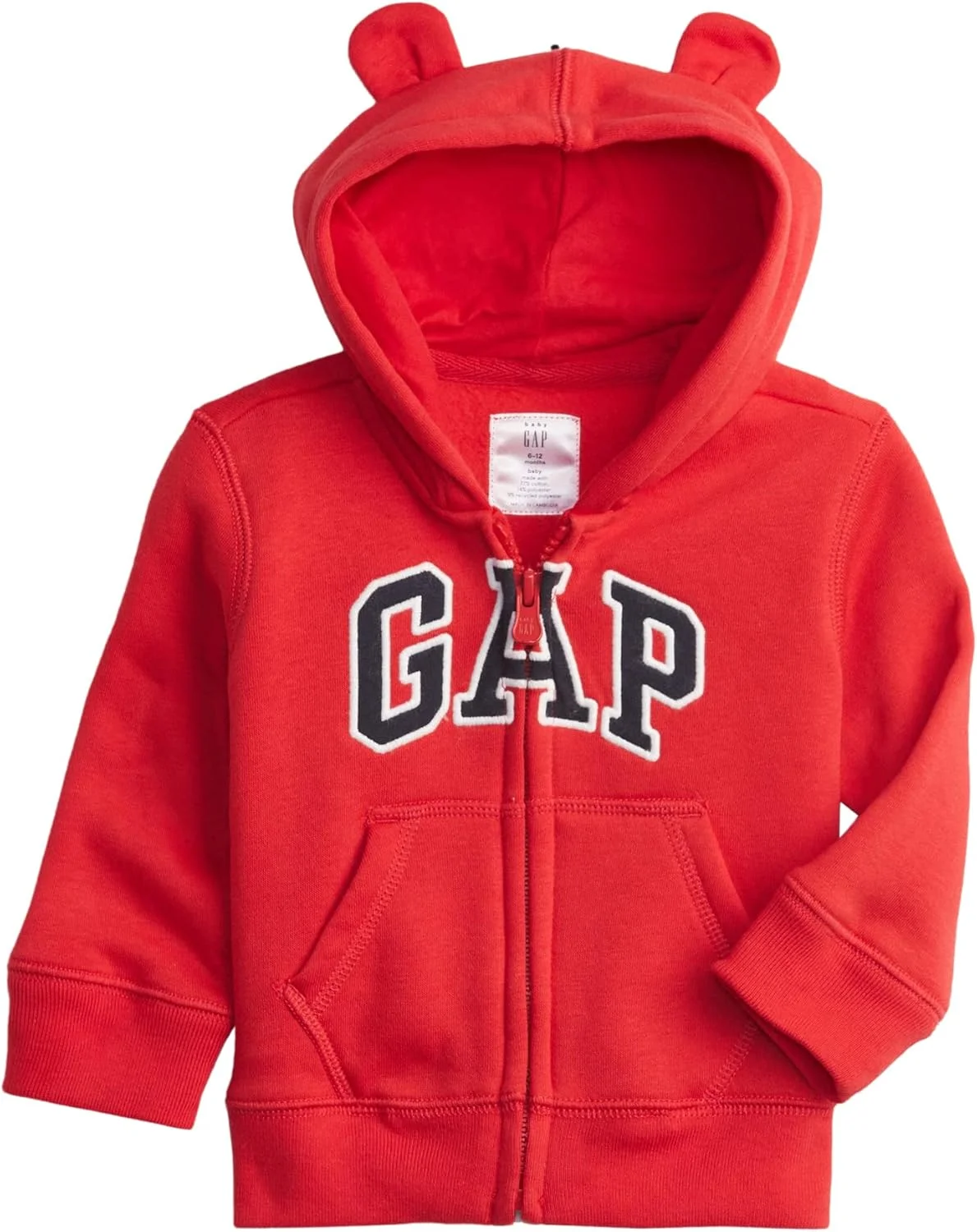 سویشرت کلاه دار زیپ دار پسرانه GAP با لوگو، Red Wagon، سایز 4T US