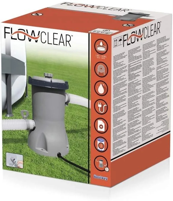 پمپ فیلتر استخر روکار Bestway Flow Clear، خاکستری، 530 گالن