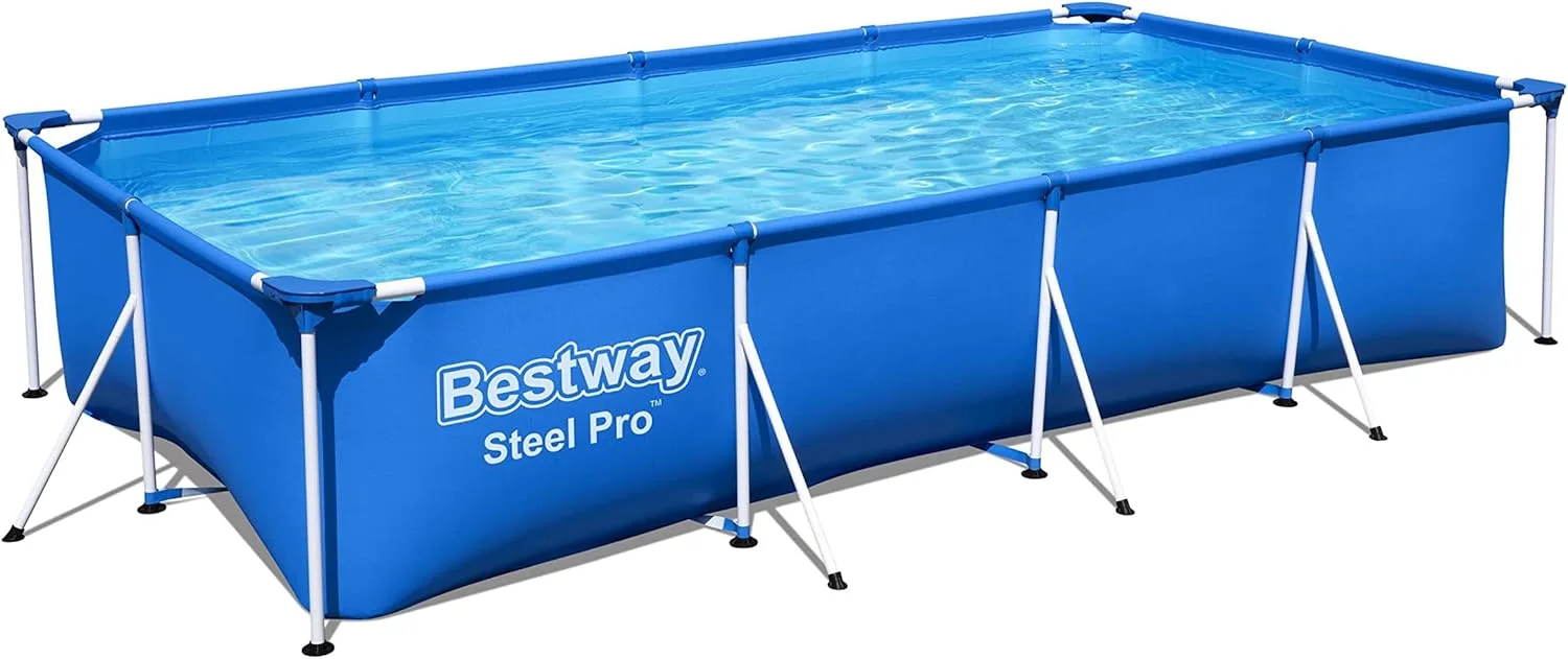 استخر مستطیلی بچه گانه بست وی مدل Steel Pro 56424 با قاب فولادی و پمپ فیلتر، آبی، 400 x 211 x 81 سانتی متر استخر مستطیلی بچه گانه بست وی مدل Steel Pro 56424 با قاب فولادی و پمپ فیلتر، آبی، 400 x 211 x 81 سانتی متر
