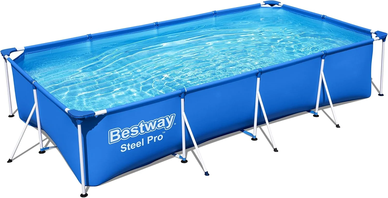 استخر مستطیلی بچه گانه بست وی مدل Steel Pro 56424 با قاب فولادی و پمپ فیلتر، آبی، 400 x 211 x 81 سانتی متر استخر مستطیلی بچه گانه بست وی مدل Steel Pro 56424 با قاب فولادی و پمپ فیلتر، آبی، 400 x 211 x 81 سانتی متر