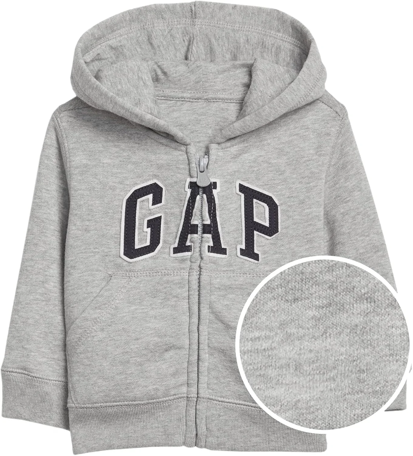 سویشرت کلاه دار زیپ دار پسرانه GAP با لوگو، طوسی روشن B08، سایز 4T US