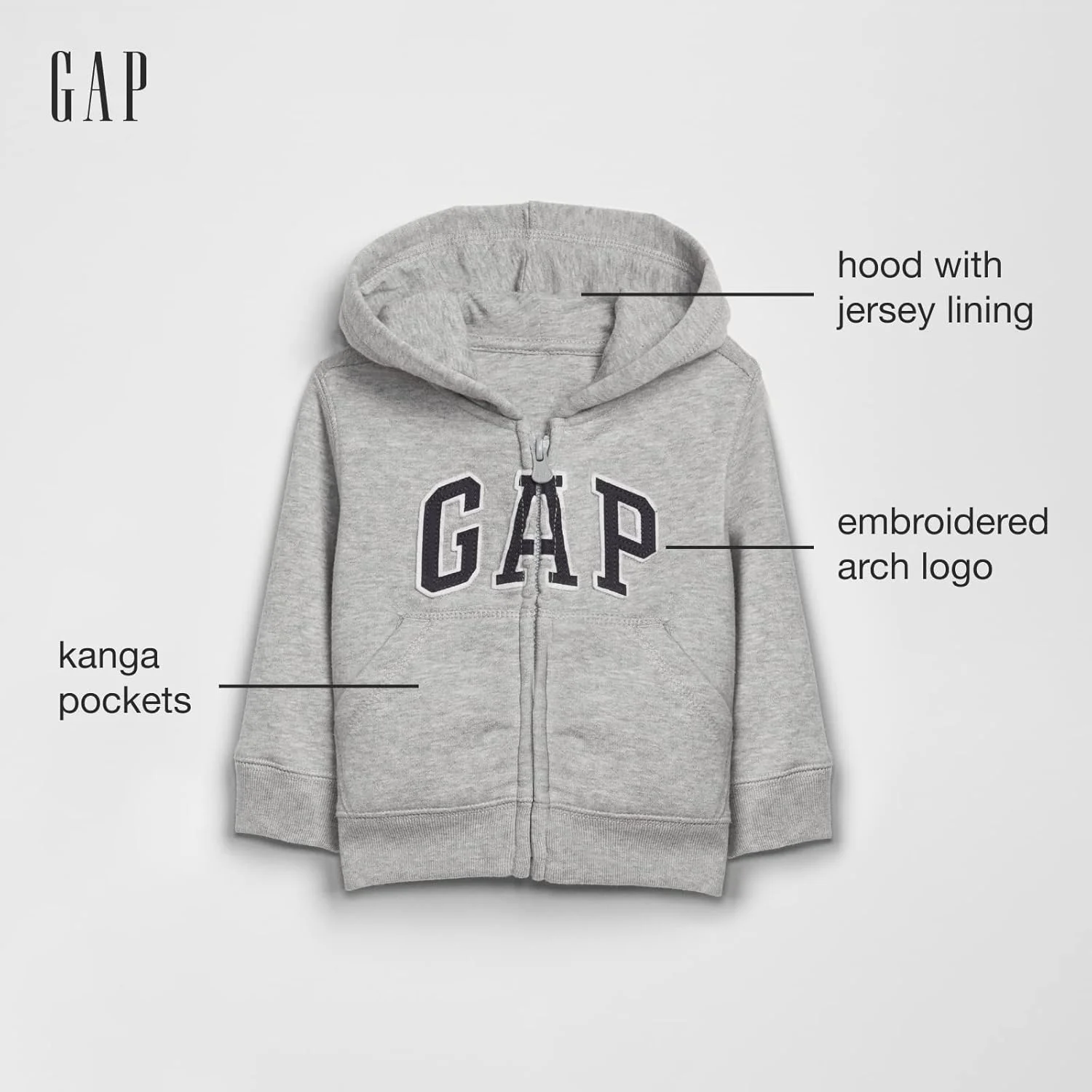 سویشرت کلاه دار زیپ دار پسرانه GAP با لوگو، طوسی روشن B08، سایز 4T US سویشرت کلاه دار زیپ دار پسرانه GAP با لوگو، طوسی روشن B08، سایز 4T US