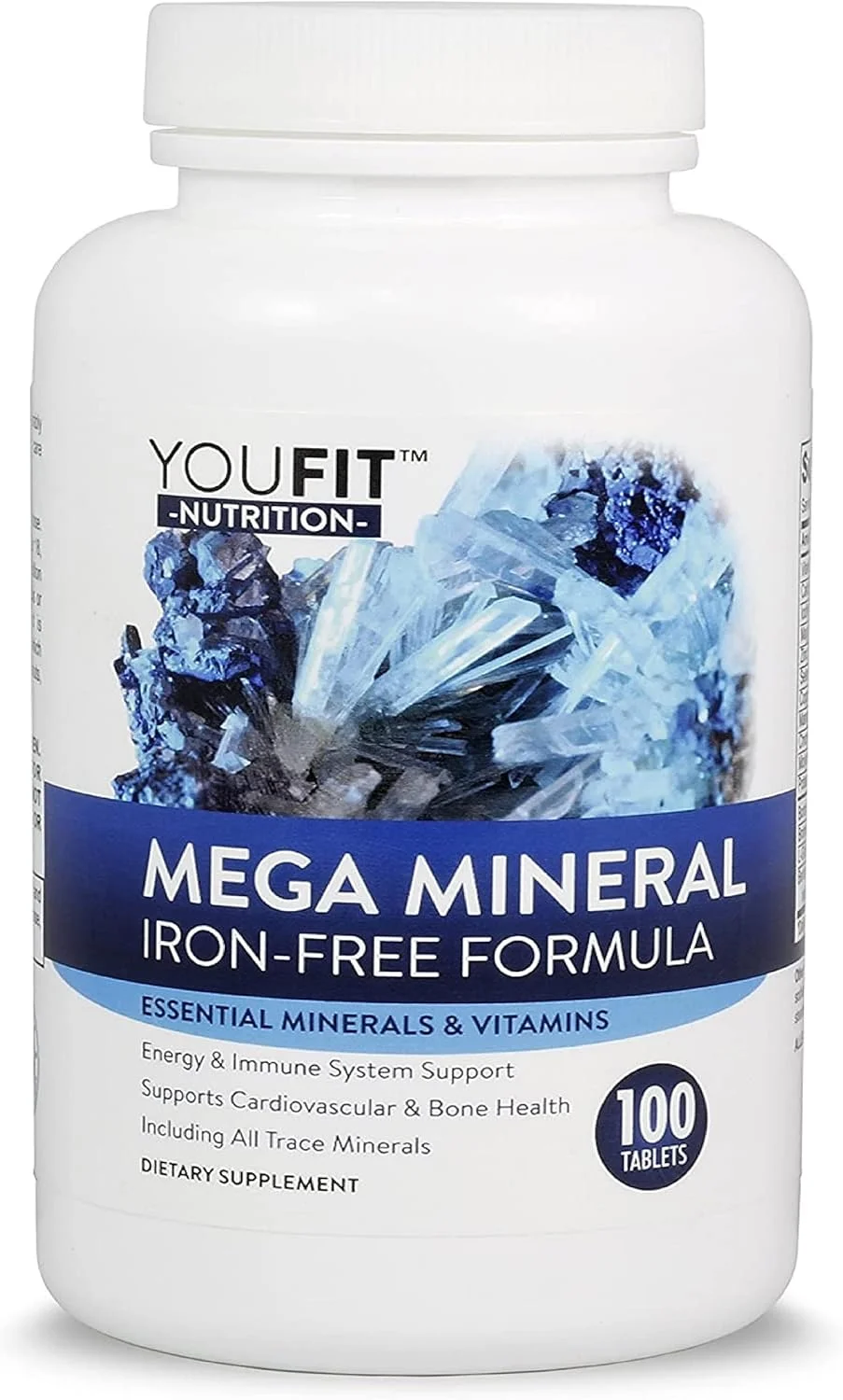 مکمل مواد معدنی مگا YouFit Nutrition | تمام 72 ماده معدنی کمیاب | فرمول برتر با منبع مواد معدنی و پشتیبانی از سلامت ایمنی | بدون آهن | همه در یک | 1000 میلی گرم کلسیم 500 میلی گرم منیزیم