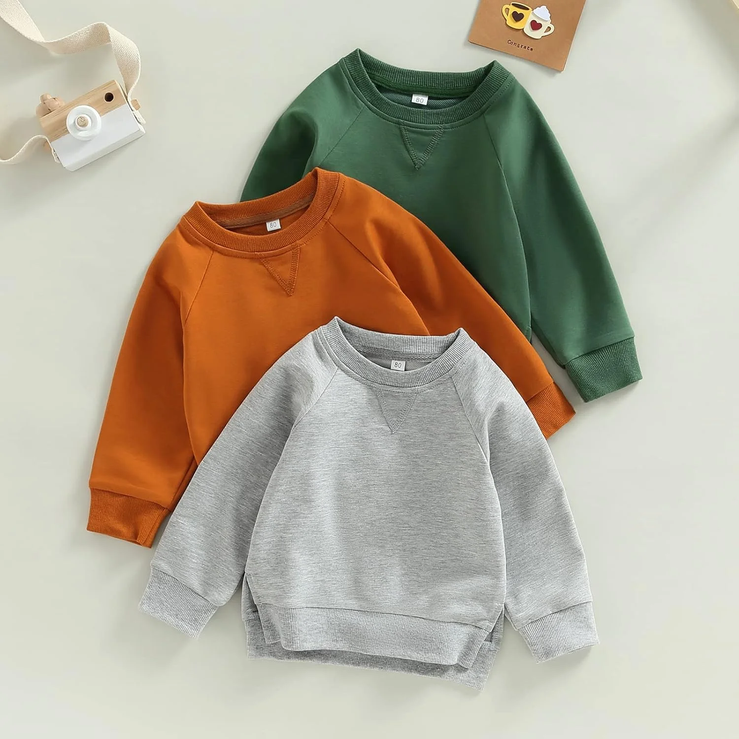 Gueuusu سویشرت یقه گرد آستین بلند نخی رنگ ثابت پسرانه دخترانه بچه گانه لباس های غیر رسمی بهاره پاییزه