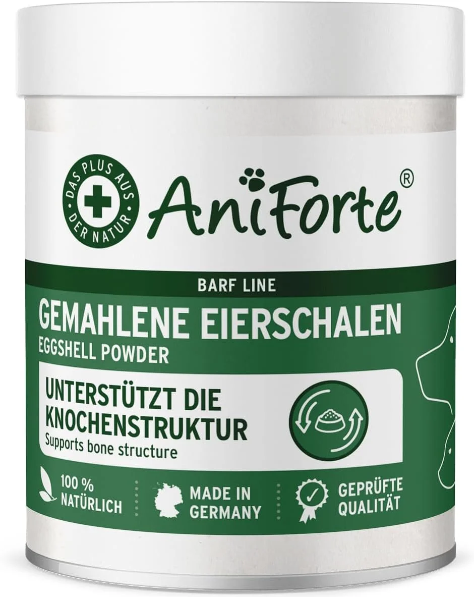 پودر پوسته تخم مرغ AniForte 250 گرم کلسیم برای سگ و گربه - منبع طبیعی کلسیم، پشتیبانی از استخوان ها و دندان ها، پودر پوسته تخم مرغ برای تغذیه خام (بارف)، فراهمی زیستی بالا