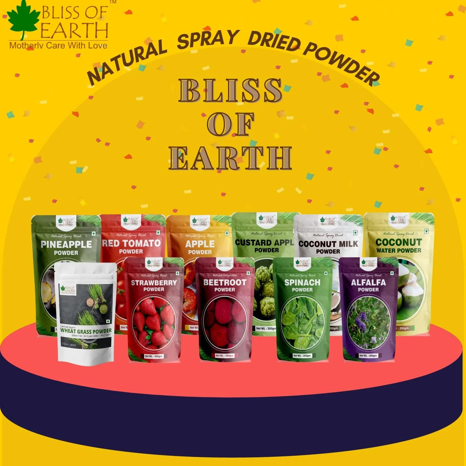 پودر یونجه 1 کیلوگرمی Bliss of Earth، خشک شده طبیعی با اسپری، عالی برای پوست و مو، سرشار از ویتامین ها و مواد معدنی