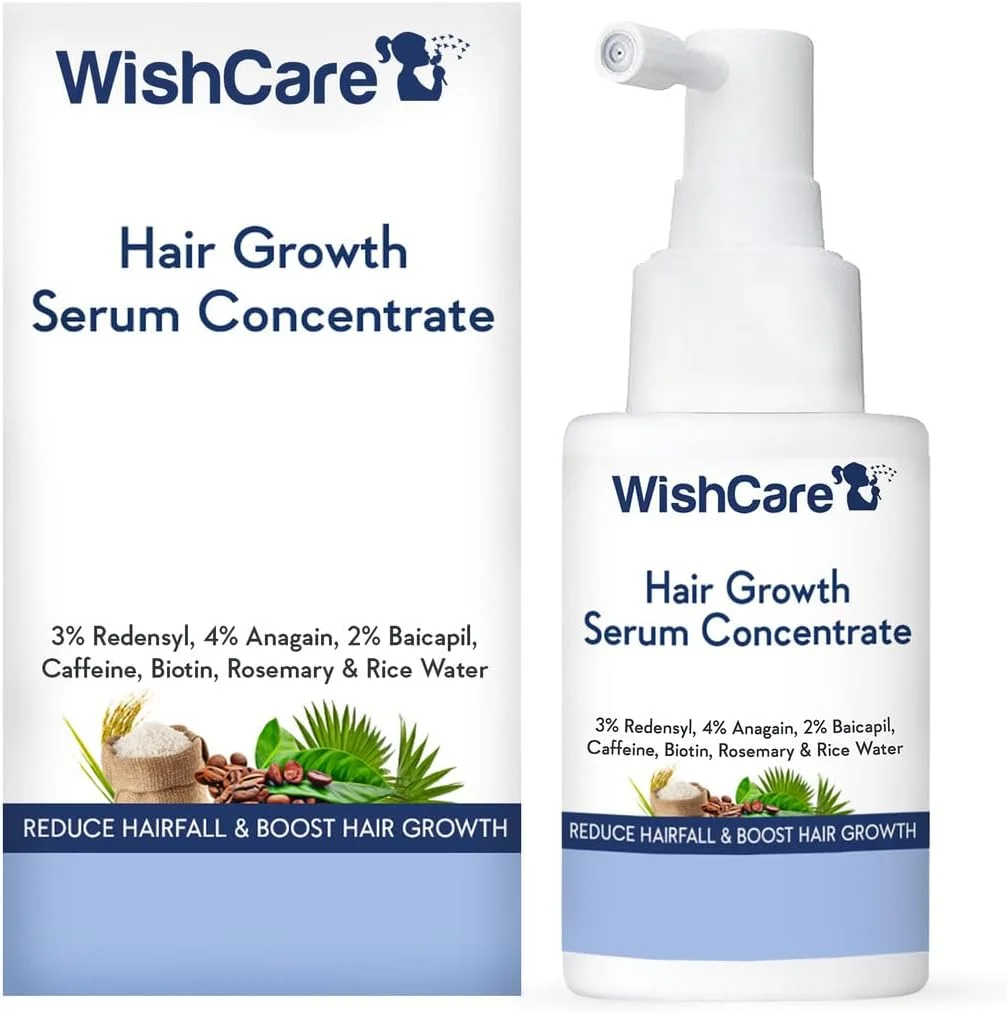 سرم کنسانتره رشد مو WishCare - 3% Redensyl، 4% Anagain، 2% Baicapil، کافئین، بیوتین و آب برنج - سرم مو رزماری برای کنترل ریزش مو و رشد مو 30 میلی لیتر