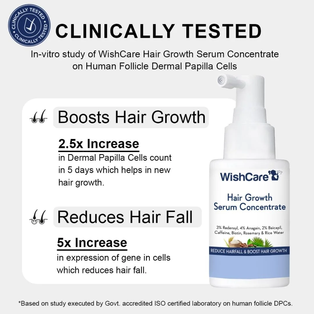 سرم کنسانتره رشد مو WishCare - 3% Redensyl، 4% Anagain، 2% Baicapil، کافئین، بیوتین و آب برنج - سرم مو رزماری برای کنترل ریزش مو و رشد مو 30 میلی لیتر