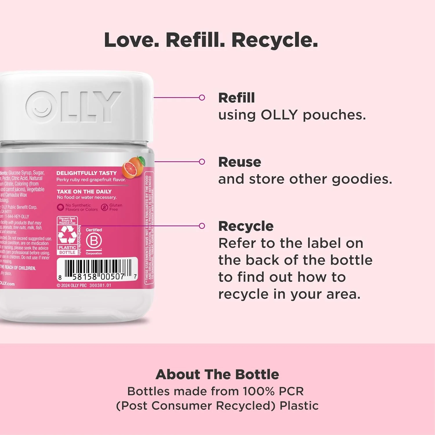 پاستیل تقویت کننده مو، پوست و ناخن OLLY Undeniable Beauty، حاوی بیوتین، ویتامین C، کراتین، مکمل جویدنی، طعم گریپ فروت، بسته 30 روزه - 60 عدد پاستیل تقویت کننده مو، پوست و ناخن OLLY Undeniable Beauty، حاوی بیوتین، ویتامین C، کراتین، مکمل جویدنی، طعم گریپ فروت، بسته 30 روزه - 60 عدد